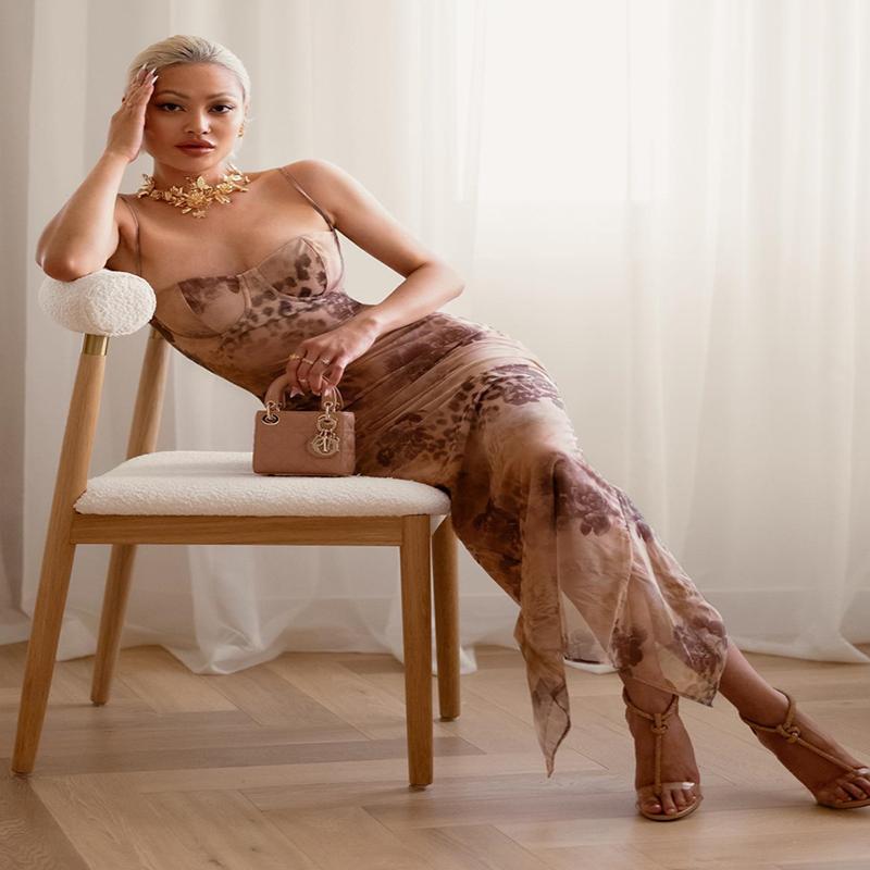 Summer Spaghetti Strap Leopard Printing Dress Elegant Vintage Bodycon Mesh Birthday Wedding Guest Party Dress Long