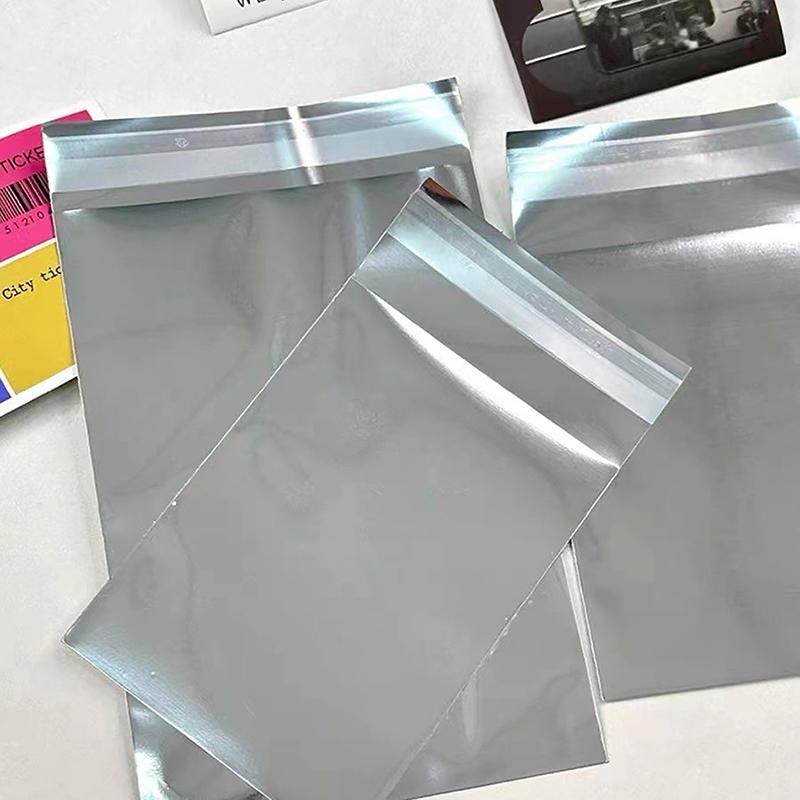 50 шт. зеркальные серебряные чехлы для фотокарточек самоклеящиеся обложки для карточек Idol Photo Packaging Bag самозапечатывающийся пакет протектор для подарочных карт