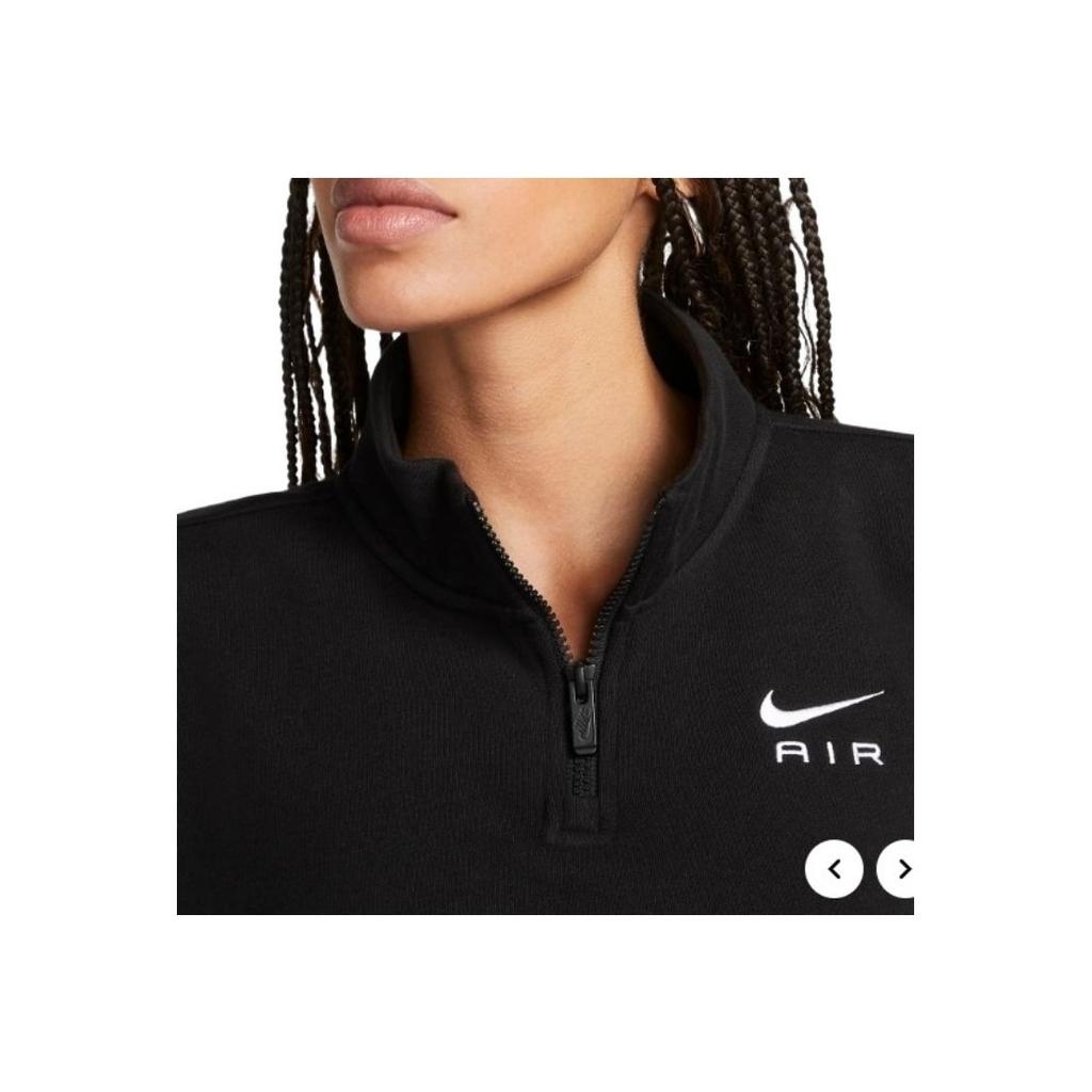 Nike Укороченная толстовка с принтом букв, воротником-стойкой и полумолнией, женские топы, черный цвет FB8068-010