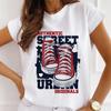 Korean Fashion Canvas Shoes Letter Graphic Print Women T-Shirt Summer Blouses Loose White O-Neck Short Sleeve Tops Goth Y2K Tees
