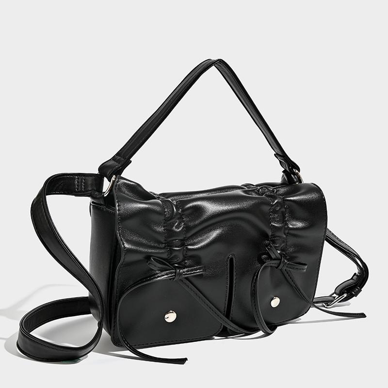 Сумки для женщин, роскошные дизайнерские сумки и кошельки, новые из искусственной кожи с заклепками и бантом, плиссированная сумка через плечо с застежкой под мышкой