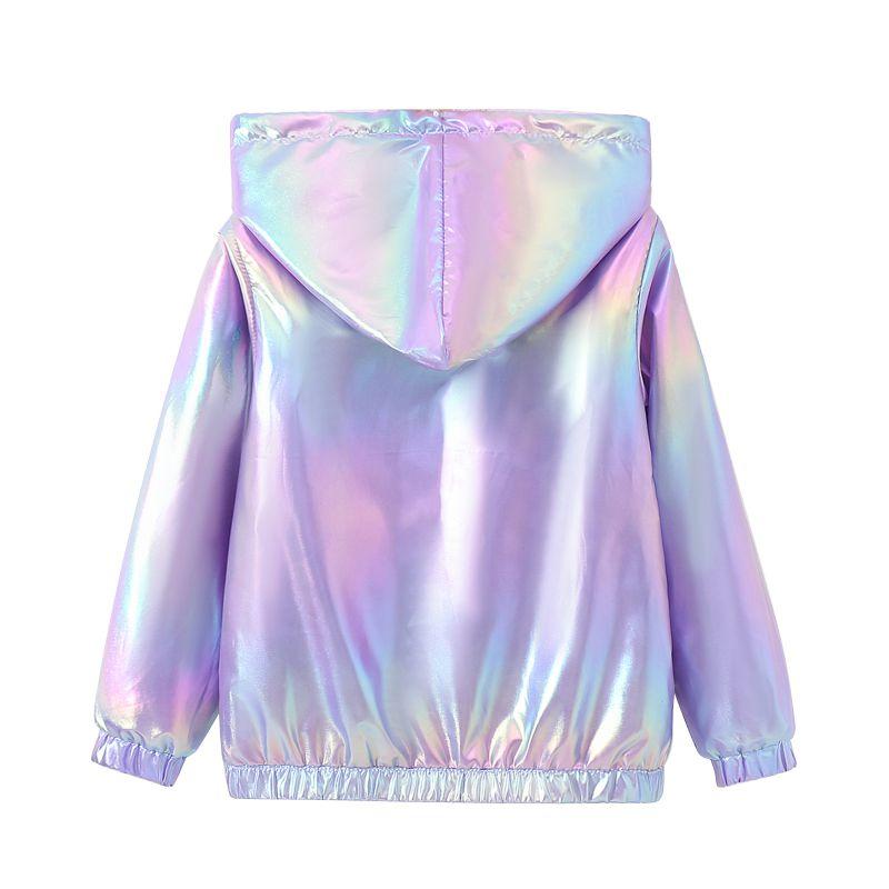 Детская куртка для девочек 1-11 лет, с флисовой подкладкой, градиентная, с капюшоном, на молнии