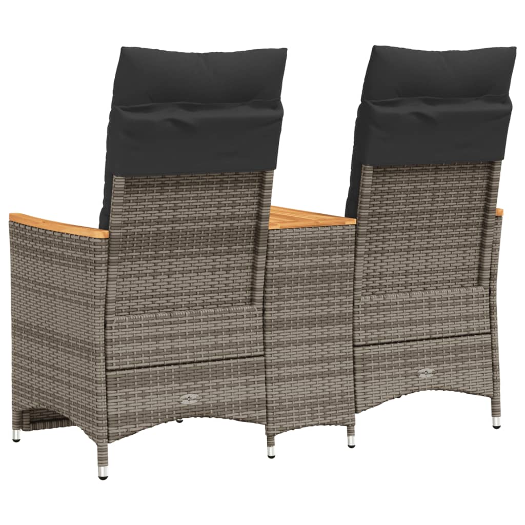Vidaxl Rozkładana Sofa Ogrodowa Ze Stolikiem, 2-Os., Szara, Rattan Pe