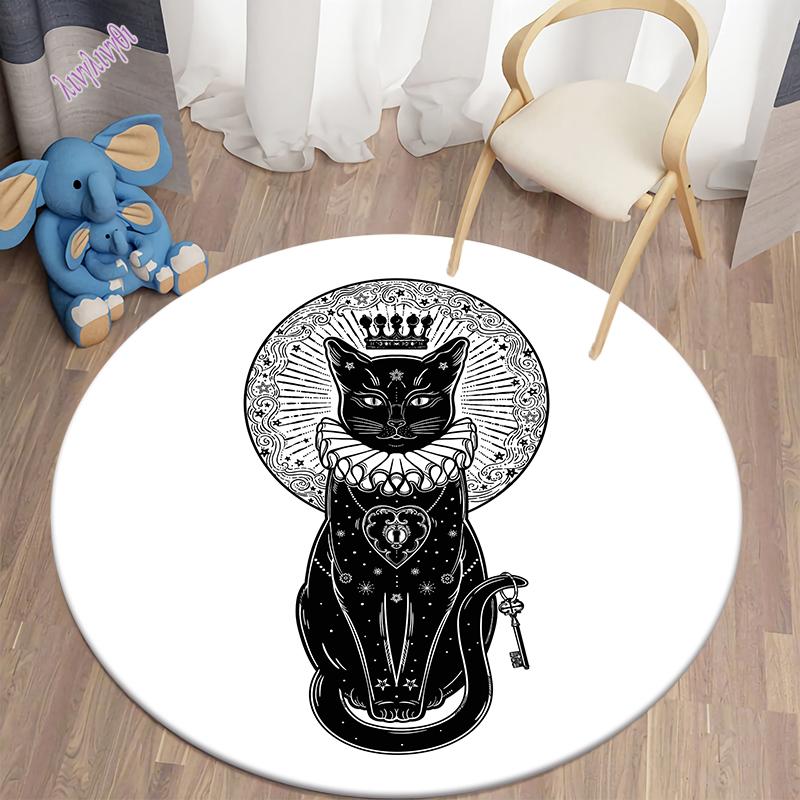 Таинственный черный кот круглый декоративный ковер гадальная подушка гадальный ковер для отеля домашний декор гостиная альфомбра