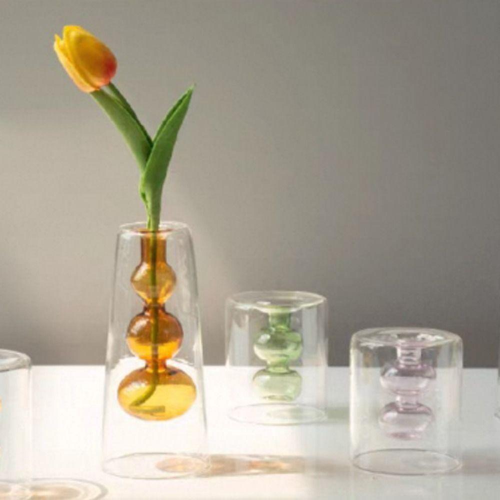 Creative Colored Glass Vase Nordic Style Hydroponic Flower Pot Home Decorations