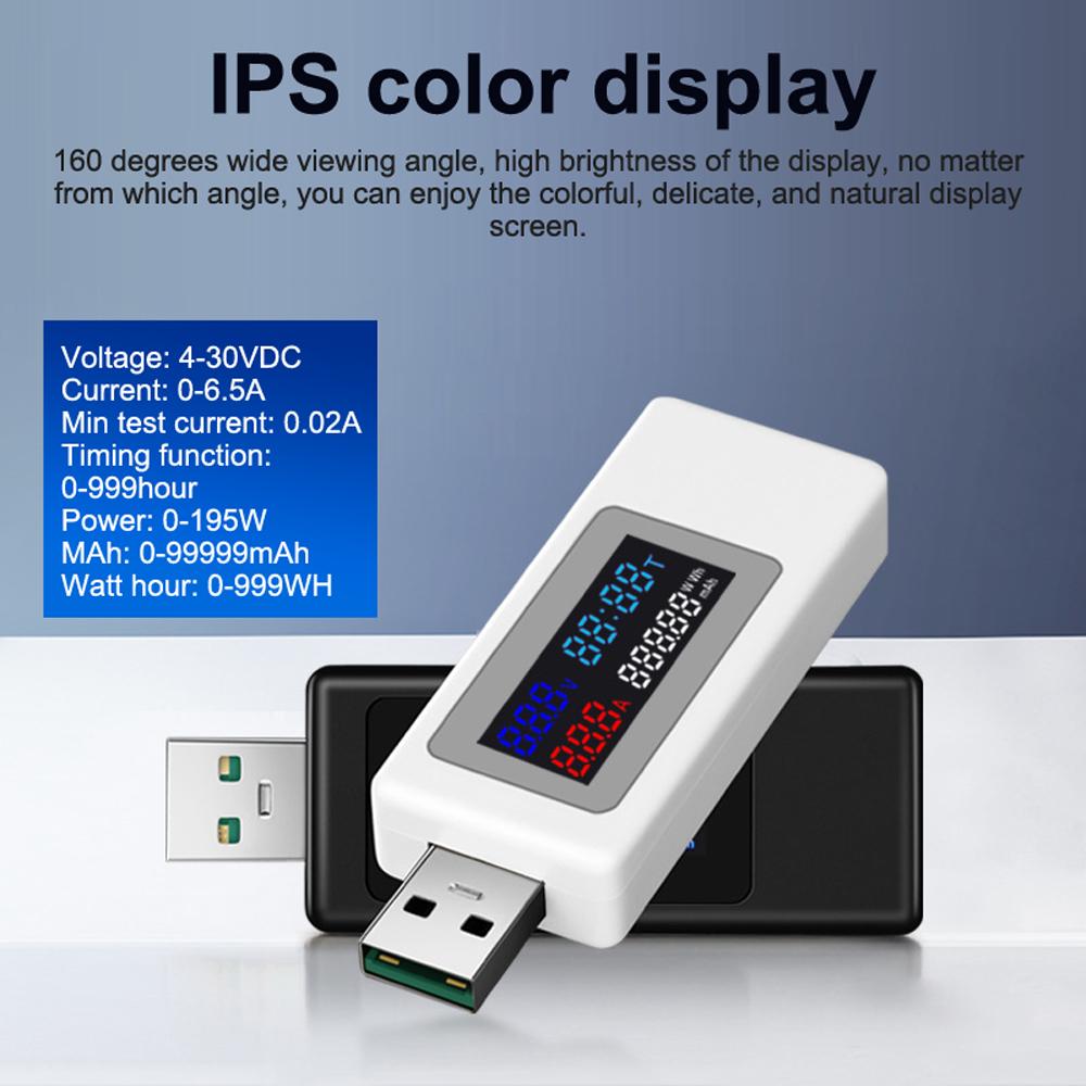 KWS V30 USB Тестер мощности 6в1 Ток Напряжение Время Мощность Емкость Количество электричества Тестер с выключением питания