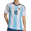 adidas Аргентина Фан Версия Месси Домашняя Круглый Вырез Приталенная Короткий Рукав Футбольная Рубашка Унисекс Топы KT0387