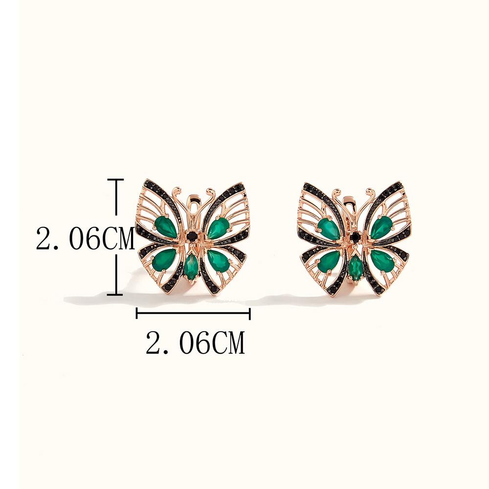 Потрясающий дизайн с бабочкой, серебряные серьги и кольца с застежкой, набор из натуральных зеленых агатов, роскошные ювелирные изделия для женщин, подарок на годовщину