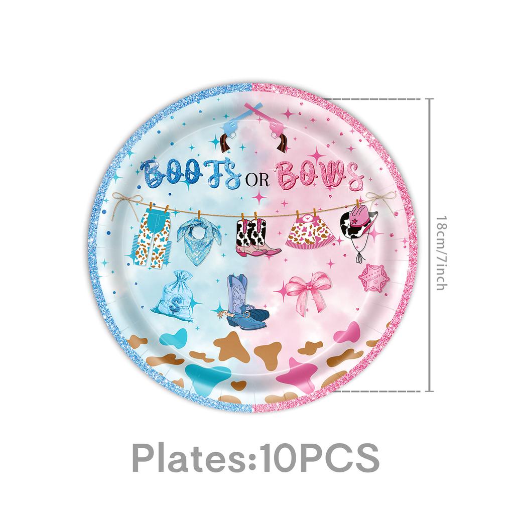 Popular Gender Reveal Theme Party Supplies Denim Style Gender Decoration Arrangement Props Tableware Banner