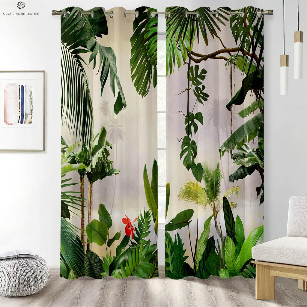 Тропическая растительность Зеленые растения Соответствие цветов Шторы с принтом в скандинавском стиле Спальня Гостиная Кабинет Декоративные шторы