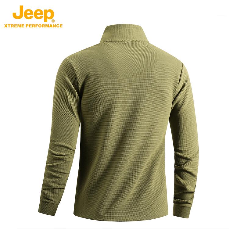 JEEP Men's High-Collar Half-Zip Long Sleeve T-Shirt