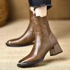 Fashion Moccasin Brown Booties Zip Retro Style Autumn Ankle Boots for Women Designer Luxury New In Pu Fashion 2025 Y2k Woman Short Shoes