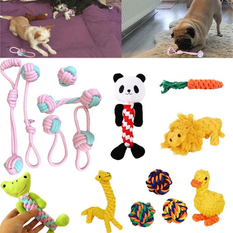 6x Набор игрушек из веревки для собак Прочные и долговечные жевательные игрушки с узлами Мяч для питомца Щенка Медведь Хлопковая игрушка Оптом