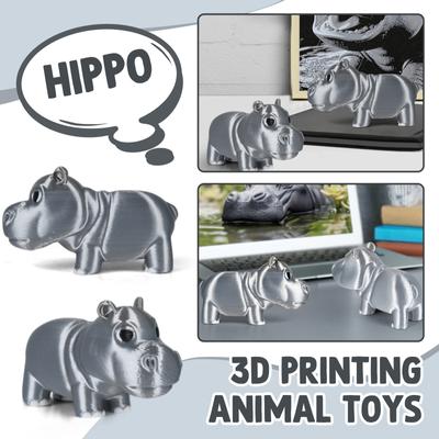 3D-печатные игрушки-бегемоты, украшения в виде бегемотов, 3D-печатные украшения в виде бегемотов, снятие стресса, подвижный бегемот