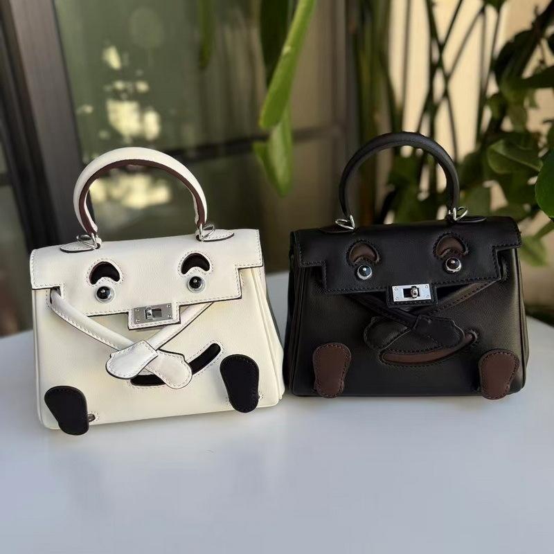 New Genuine Leather Women's Bag Head Layer Leather SWIFT Leather 2025cm Bear Style Women's Bag Cross Border