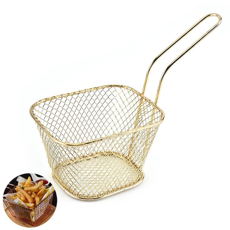 Stainless Steel French Fry Frying Basket with Oil Separator and Draining Rack