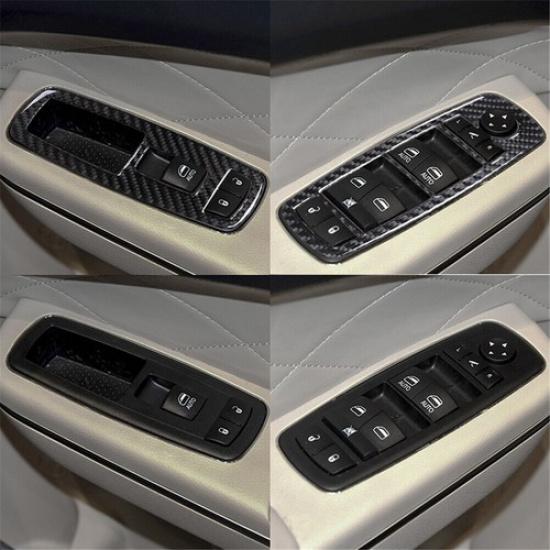 4pcs For Chrysler 300 2015-21 Carbon Fiber Window Switch Interior Cover Trim