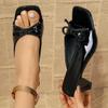 Fashion Elegant Ladies Slip On Bowknot Sandals 2025 Patent Leather Square Toe High Heels Mules Shoes Woman Plus Size 42 Sandalias Mujer