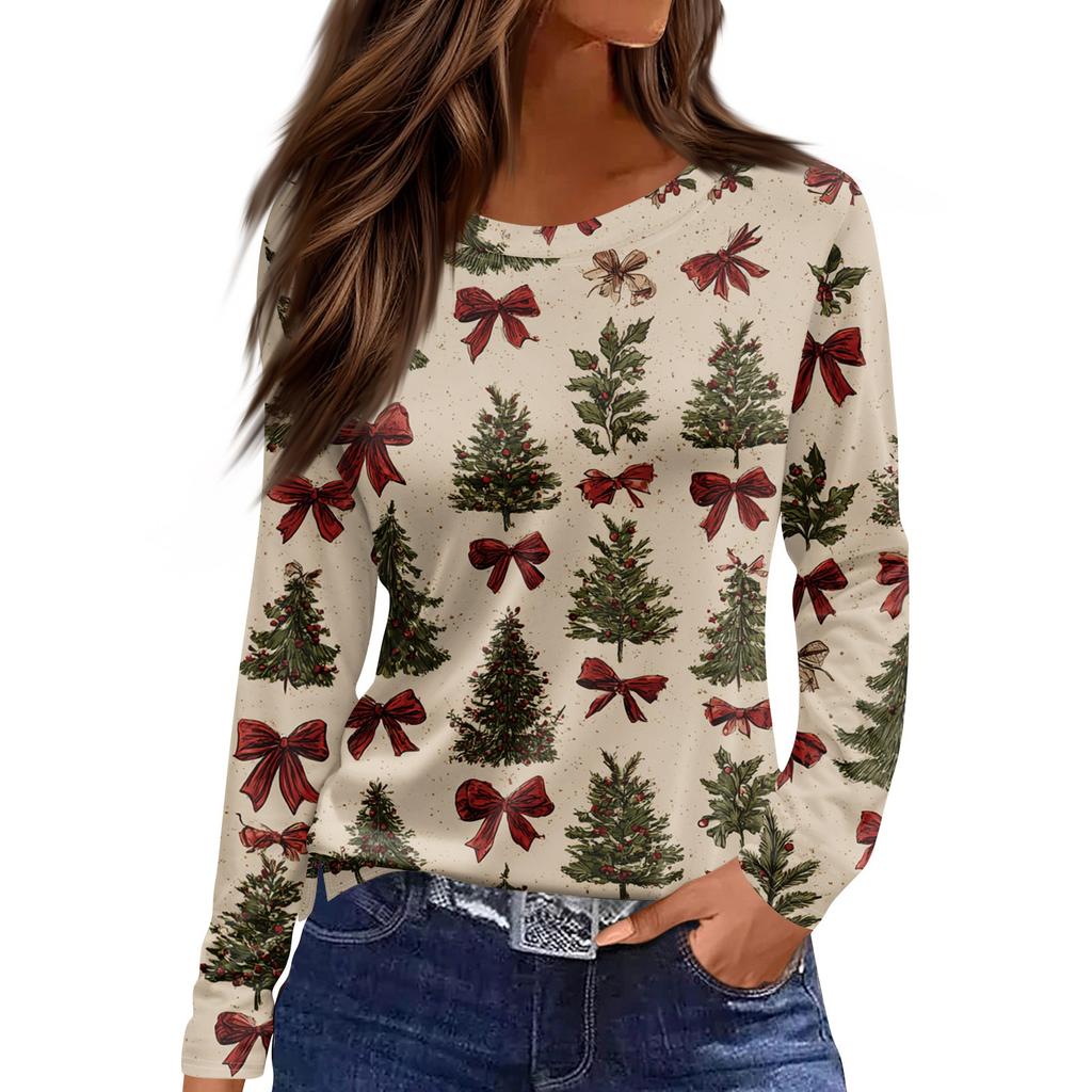 Women's Daily Casual Long-sleeved Printed O-neck Top