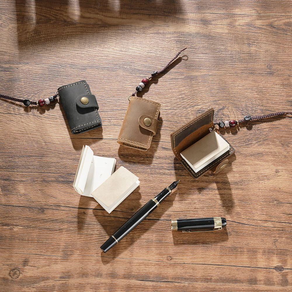 Мини-карманный блокнот в обложке из коровьей кожи, ретро-планировщик для путешествий, крошечный кожаный блокнот на Рождество