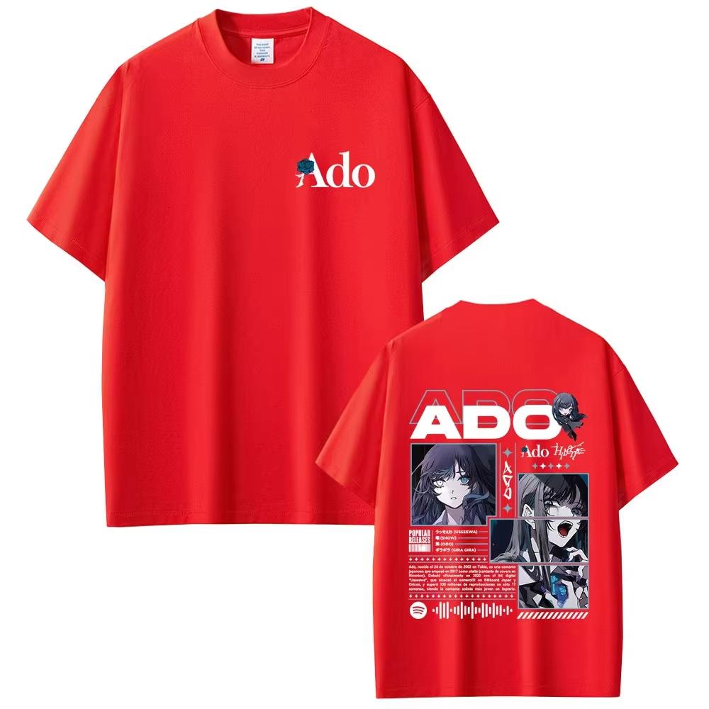 Ado Мировой тур 2025 Футболка Hibana Мужская мода Повседневная Мягкая хлопковая футболка Мужская Женская Мода Японский стиль Футболки с коротким рукавом