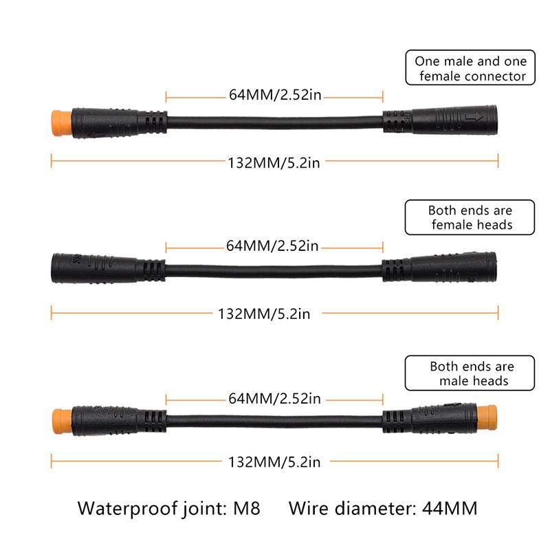 Electric Bike Butt Plug Male To Male/Female To Male Extension Wire For E-Bike Display 3Pin Sensor Thumb Throttle Cables