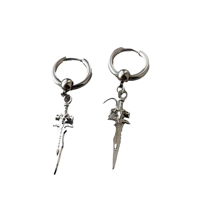 1PC Vintage Cross Sword Titanium Earrings Stainless Steel Street Hip Hop Rock Punk Style Men Women Holiday Party Accessories
