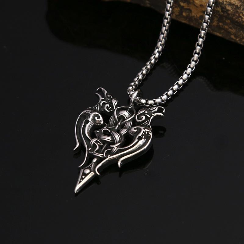 Персонализированное парное ожерелье из нержавеющей стали в стиле ретро, европейская и американская мода, мужская цепочка из титановой стали, кулон в виде длинного меча Близнецов
