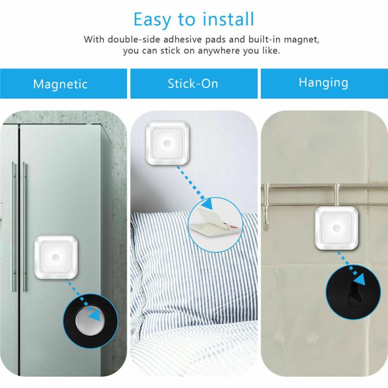 Светодиодный настенный светильник для шкафа, лестницы, встроенного датчика движения, ночник для ванной комнаты, кухни, спальни