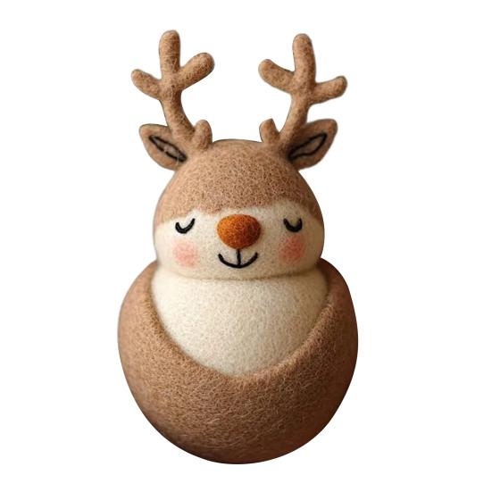Felt Reindeer Figurine Handmade Elk Christmas Decoration Cute Small Wool Felt Crafts for Winter Holiday Tiered Tray Home Table Decor