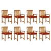 Day and Night - Day and Night Garden Chairs with Cushions 8 Units Solid Acacia Wood
