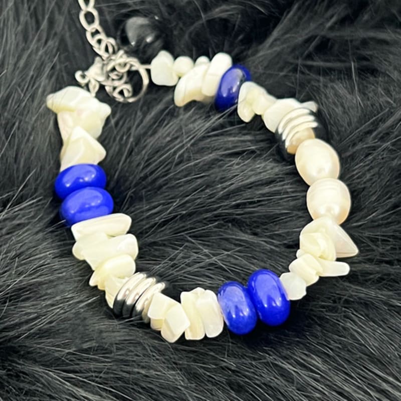 S SY [natural] santorini lapis & pearl bracelet