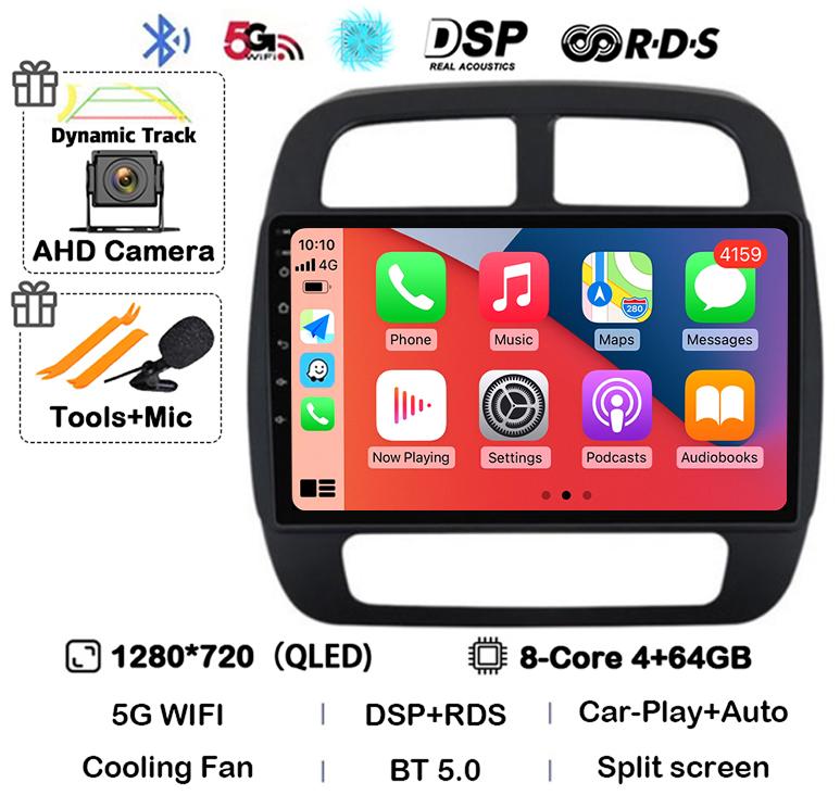 Android 14 Auto Carplay для Renault KWID K-ZE Dacia Spring 2015 2016 2017 2018 2019 Автомобильный мультимедийный проигрыватель GPS Радио DSP Stereo