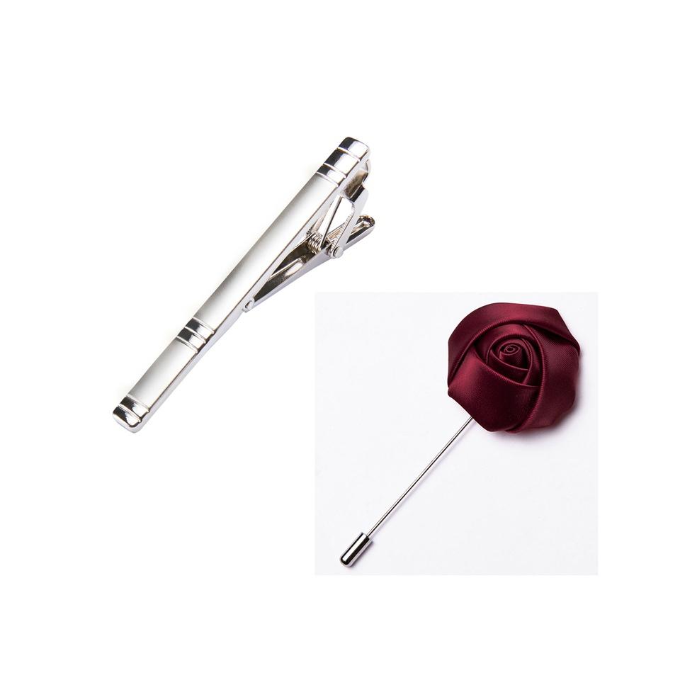 Мужской красный бордовый галстук, носовой платок, запонки, бутоньерка, зажим для галстука с подарочной коробкой для свадебной вечеринки, свиданий