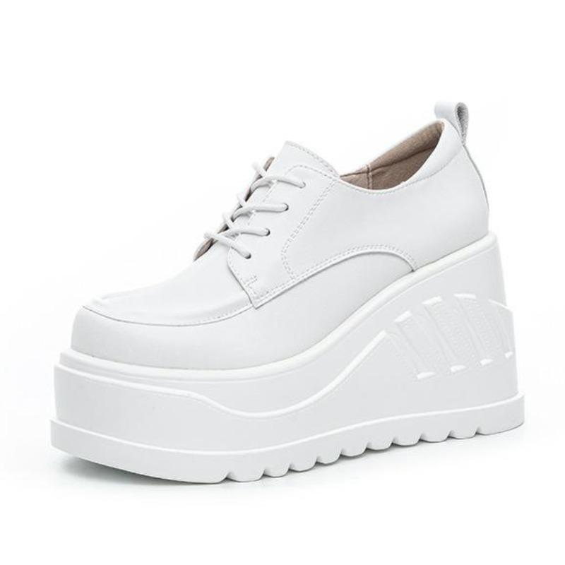 Fashion 10CM Genuine Leather White Platform Sneakers for Women Shoes 2025 Women Thick Platform Shoes Leisure Sports Luxury British Style
