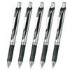 Pentel Energel Gel Ink Ballpoint Knock Silver 5 Pens Pen, Type, 1.0mm, Barrel, XBL80-A, Black,