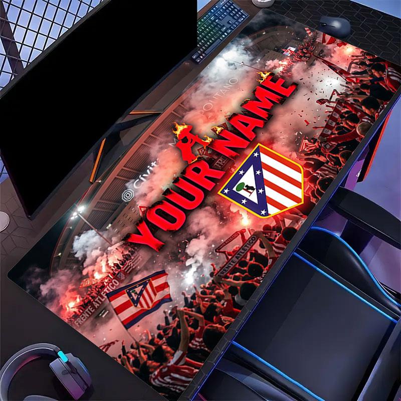 Custom Name,Atlético Madrid Mouse Pad, Large Gaming Desk Mat, Non-slip XXL Mousepad for Laptop & Tablet, Mini PC Playmat with Stitched Edges
