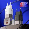 45 Вт USB Type C Зарядное устройство для телефона Супербыстрая зарядка 2 порта Настенное зарядное устройство USB PD Адаптер Для iPhone Realme Huawei USB C cargador