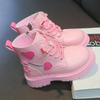 British PU Cool Girls Autumn and Winter Casual Cotton Boots Soft Pink with Love Side Zip Princess Kids Fashion Girls Ankle Boots
