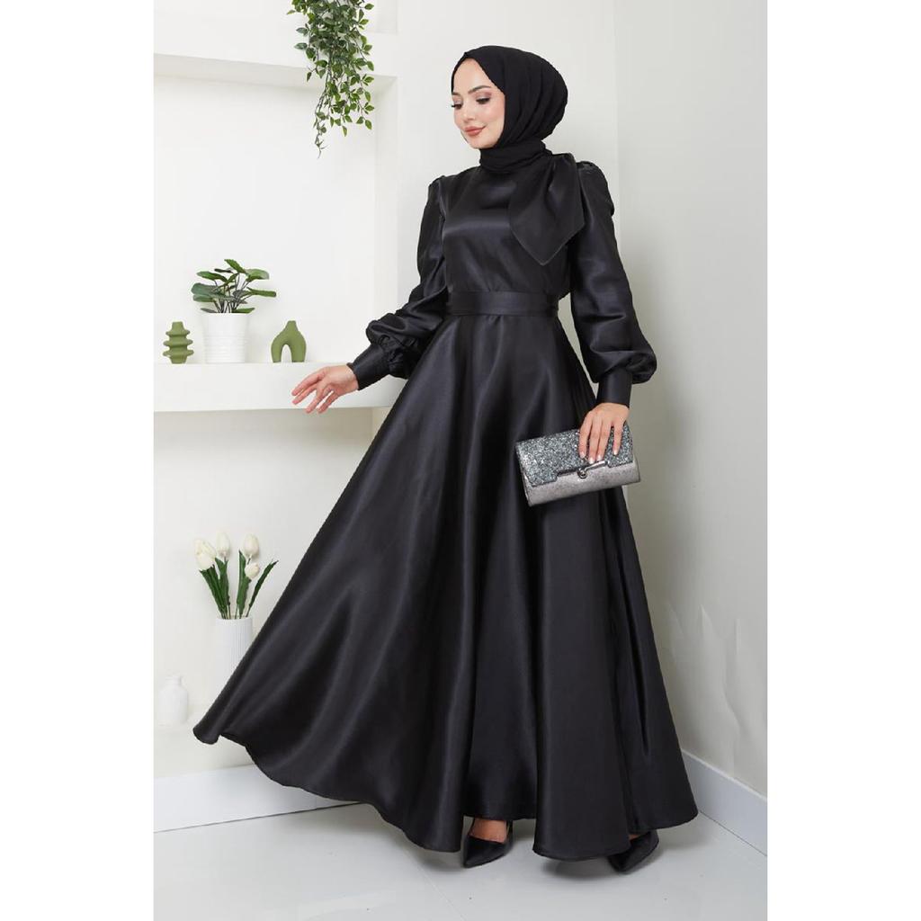 Женская одежда Вечернее платье Модное атласное длинное вечернее платье хиджаба с бантом 2745