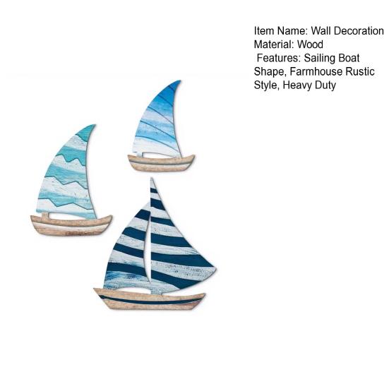 3Pcs/Set Wooden Sailing Boat Wall Decoration Farmhouse Rustic Sailboat Wall Art Home Bedroom Living Room Bathroom Wall Decorative Sign