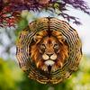 Artistic Lion Design 10 Inch Hanging Wind Chime 360 Rotating Metal Outdoor Decor for Balcony Garden Patio No Battery Needed Gift