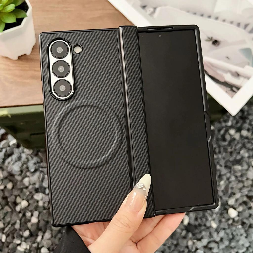 Магнитный чехол из карбоновой кожи для Samsung Galaxy Z Fold 7 6 5 4 3 Fold 7 Fold6 5G, защитный чехол для шарнира