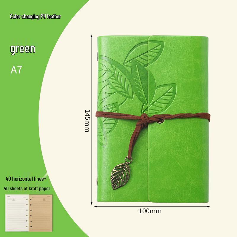 Retro Leaf Ring-Bound Travel Journal Notebook