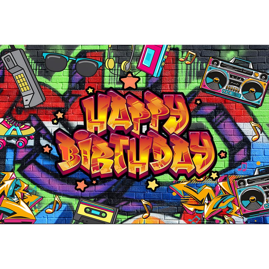 80s 90s Backdrop Party Decorations Retro Hanging Banner Back to The 80s 90s Hip Hop Graffiti Wall Photography Background Photo
