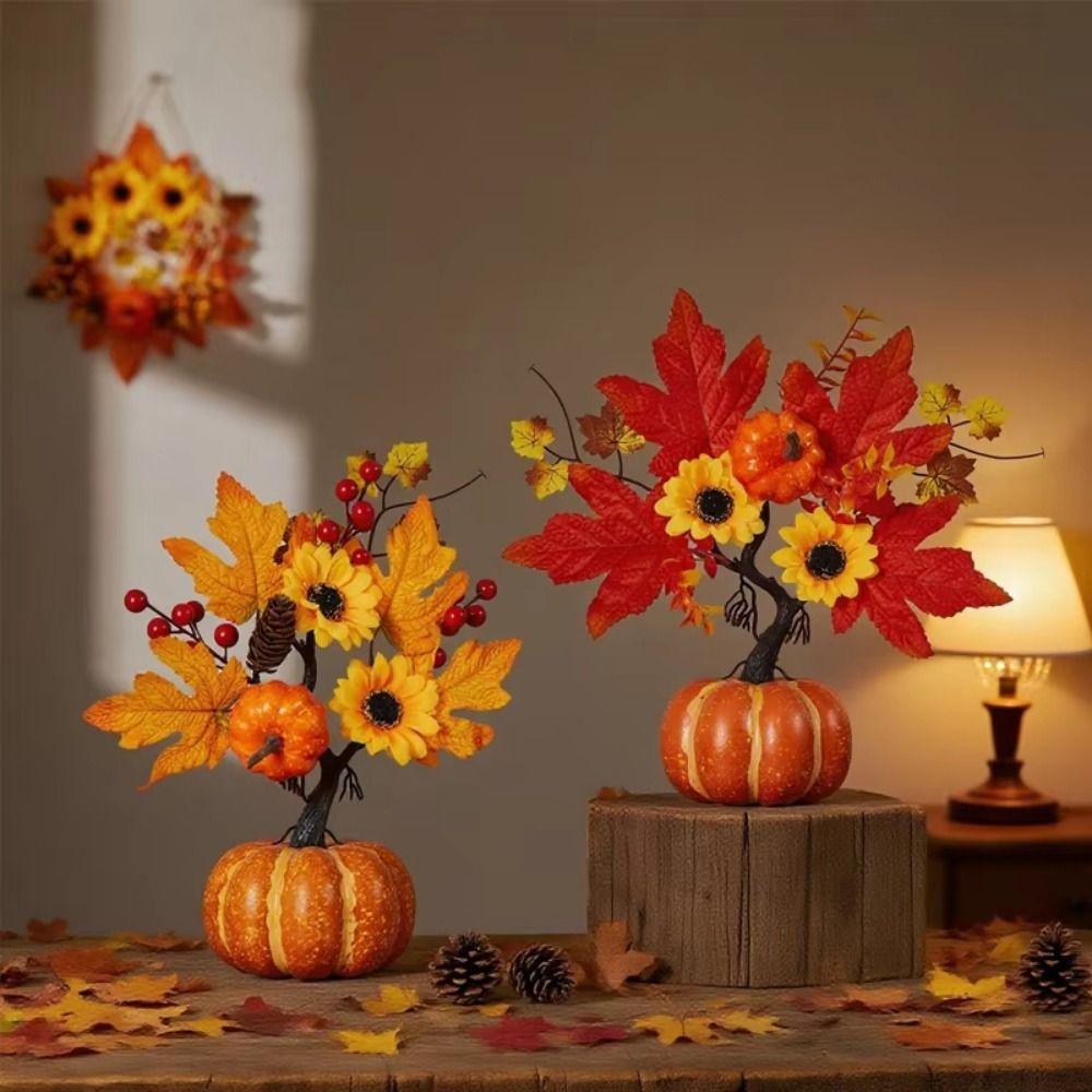 Handmade Realistic Fall Pumpkin Decor DIY Artificial Pumpkin Bouquet Halloween Party