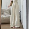 White milk husband suit pants spring new women's pants women's thin high-waisted straight-leg pants loose and lazy wide-leg pants