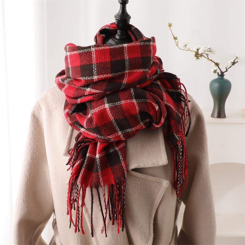 2024 Autumn And Winter Imitation Cashmere Scarf Solid Color Fashionable Versatile Warm Shawl Tassel Scarf