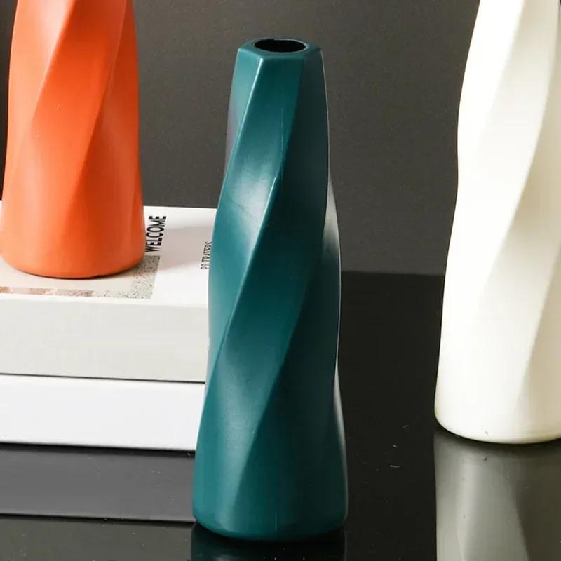 Современная ваза для цветов, белая оранжевая пластиковая ваза, цветочный горшок, корзина, скандинавское украшение для дома, гостиной, цветочная композиция