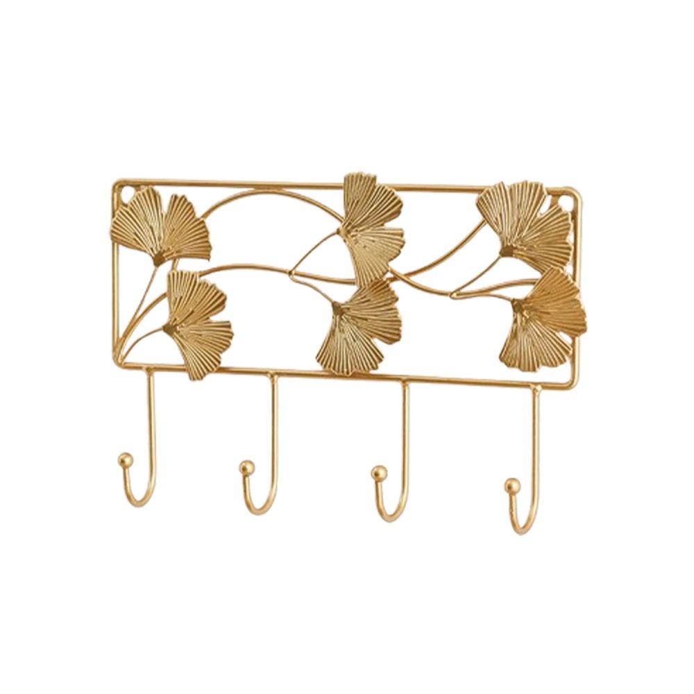 Creative Organizer Ginkgo Leaf Metal Coat Hooks Iron Art Heavy Duty Coat Hanger Nordic Style Golden Wall Hooks Wall Mounted